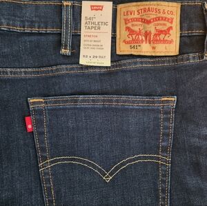 LEVI'S 541 Athletic Taper Stretch Jeans Size 52 X 29 Dark Blue Big & Tall